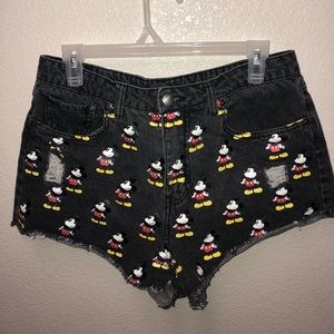 Mickie Mouse high waisted denim shorts
